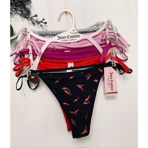 Juicy Couture Thong Panty Underwear Valentines Day Womens 5 Piece Set Sz XL